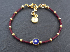 Burgundy Evil Eye Bracelet, Good Luck Gift, Protect, Lucky, Friendship Bracelet, Turkish Nazar