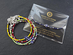 Rainbow Evil Eye Bracelet, Good Luck Gift, Protect Bracelet, Friendship Bracelet, Nazar, Silver