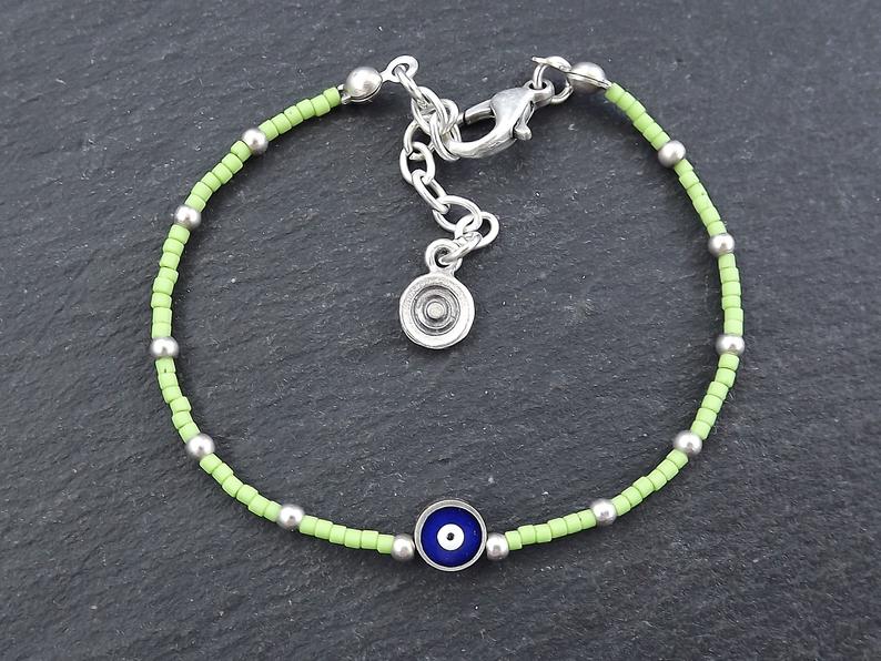 Teal Green Evil Eye Bracelet, Good Luck Gift, Protect, Lucky, Friendsh –  LylaSupplies