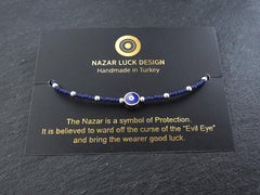 Blue Evil Eye Bracelet, Good Luck Gift, Protective Bracelet, Friendship Bracelet, Nazar