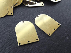 6 Raw Brass Arch D Shaped Thin Pendant Charm Blank, Earring Connector Findings, 29x21mm, 4 Holes