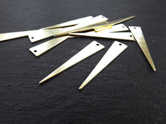 12 Raw Brass Triangle Spike Pendant Charm Blank, Earring Connector Findings, 40x8mm,