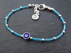 Blue Evil Eye Bracelet, Good Luck Gift, Protective Bracelet, Friendship Bracelet, Nazar
