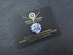 Blue Evil Eye Necklace, Protective Turkish Nazar, Good Luck Gift, Sterling Silver 18'' Chain