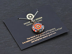 Orange Evil Eye Necklace, Protective Turkish Nazar, Good Luck Gift, Sterling Silver 18'' Chain