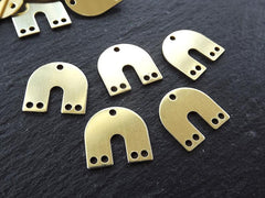 10 Raw Brass U Shaped Thin Pendant Charm Blank, Earring Connector Findings, 15x15mm, 5 Holes