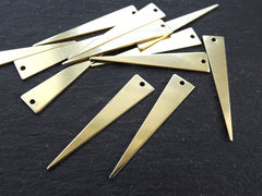 12 Raw Brass Triangle Spike Pendant Charm Blank, Earring Connector Findings, 40x8mm,