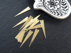 12 Raw Brass Triangle Spike Pendant Charm Blank, Earring Connector Findings, 40x8mm,