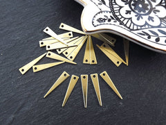 25 Raw Brass Small Triangle Spike Pendant Charm Blank, Earring Connector Findings, 20x4mm