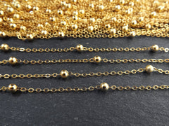 Satellite Chain, Ball Beaded Chain, Delicate Cable Chain, Dew Drops Chain, Jewelry Making, Tarnish Resistant, 22k Matte Gold Plated, 1 Meter