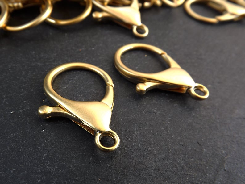 Brass Clips Parrot Clasp - Gold Lobster Clasps - 18K Real Gold Plated –  DOMEDBAZAAR