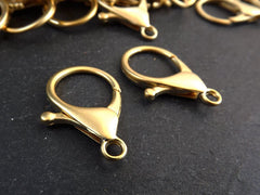 Extra Large Gold Lobster Clasp, Gold Claw Clasps, Parrot Clasps, Keychain Clasp, 22k Matte Gold Plated, 33x20mm, 2pc