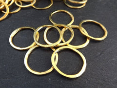 Small Circle Ring Link Connector Pendant, Eternity Ring, Charm Holder, Organic Closed Thin Loop, 22k Matte Gold Plated, 10pc