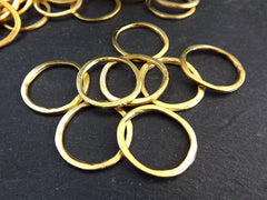 Small Circle Ring Link Connector Pendant, Eternity Ring, Charm Holder, Organic Closed Thin Loop, 22k Matte Gold Plated, 10pc