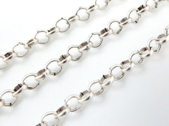3.5mm Silver Rolo Chain, Round Link Jewelry Making Chain, Matte Antique Silver Plated, 1 Meter or 3.3 Feet