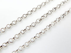 2mm Rolo Chain - Matte Silver Plated - 1 Meter or 3.3 Feet