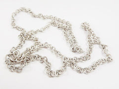 Silver Chain, Round Link Chain, 6mm Chain, Flat Link Chain, Tarnish Resistant Chain, Matte Antique Silver Plated Chain, 1 Meter or 3.3 Feet