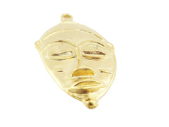 Large Tribal Mask Pendant Connector 22k Matte Gold Plated - 1PC