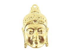 Large Buddha Face Necklace Pendant Yoga Pendants 22k Matte Gold Plated Turkish Jewelry Making Supplies Findings Components - 1pc