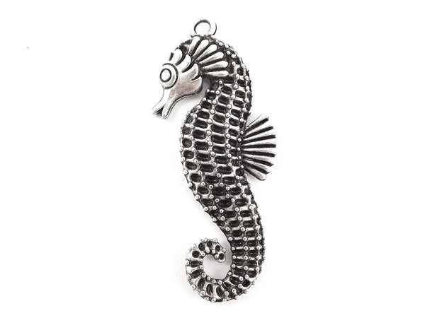 Seahorse Pendant -  Matte Antique Silver Plated