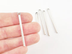 Silver Bar Charm, Bar Pendant, Silver Rod Bar, Rod Charm, Simple Bar Pendant, Long Bar, Minimalist - Matte Antique Silver Plated - 5pc