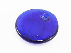 Blue Evil Eye Glass Pendant Round Bead Artisan Handmade Turkish Nazar Protective Symbol Talisman Jewelry Design Home Decor - 55mm