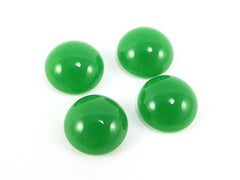 4pcs Green Czech Round Glass Dome Cabochon Beads - 14mm