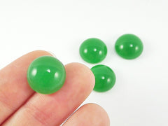 4pcs Green Czech Round Glass Dome Cabochon Beads - 14mm