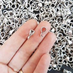 12 Pendant Bails Charm Holder Bail, Pendant Connector, Necklace Bail, Bead Bail, Matte Antique Silver Plated