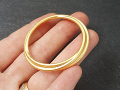 Gold Loop Pendant, Intermingling Loop, Round Pendant, Closed Loop, Ring Pendant, Loop Connector, Gold Ring,  22k Matte Gold Plated 1pc