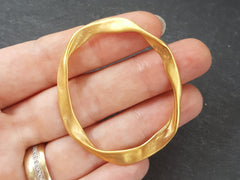Extra Large Organic Oval Ring Closed Loop Pendant Connector - 22k Matte Gold Plated - 1 PC