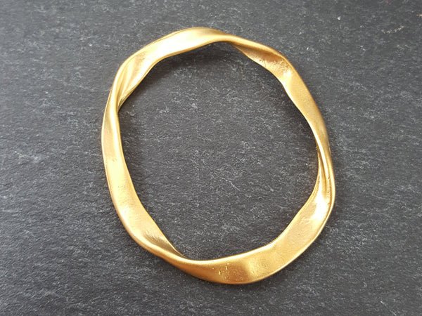 Extra Large Organic Oval Ring Closed Loop Pendant Connector - 22k Matte Gold Plated - 1 PC