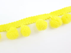 Lemon Yellow Pom Pom Fringe String Braid Cord - 1 meter = 1.09 Yards