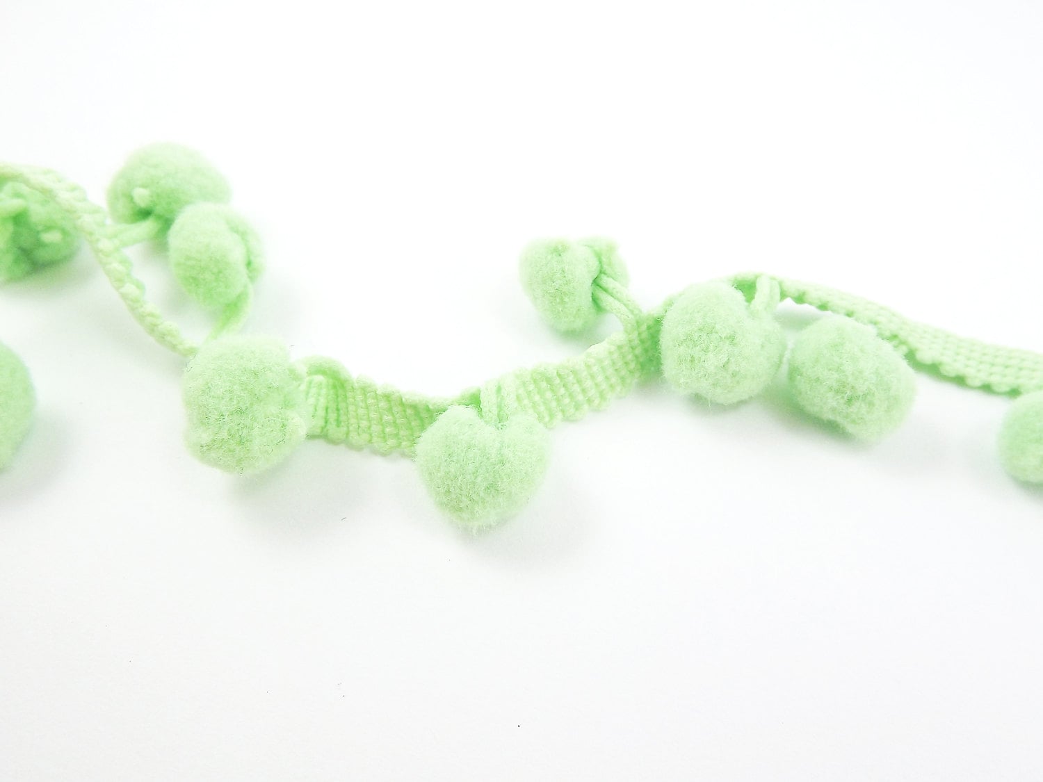 Mint Green Pom Pom Fringe String Braid Cord - 1 meter = 1.09 Yards
