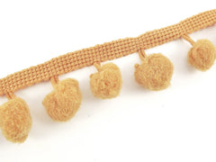 Caramel Pom Pom Fringe String Braid Cord - 1 meter = 1.09 Yards