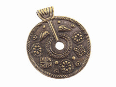 Large Medallion Pendant, Ethnic, Tribal, Large Round Pendant, Bohemian pendant, Artisan pendant, Boho, Bronze Pendant, Antique Bronze Plated