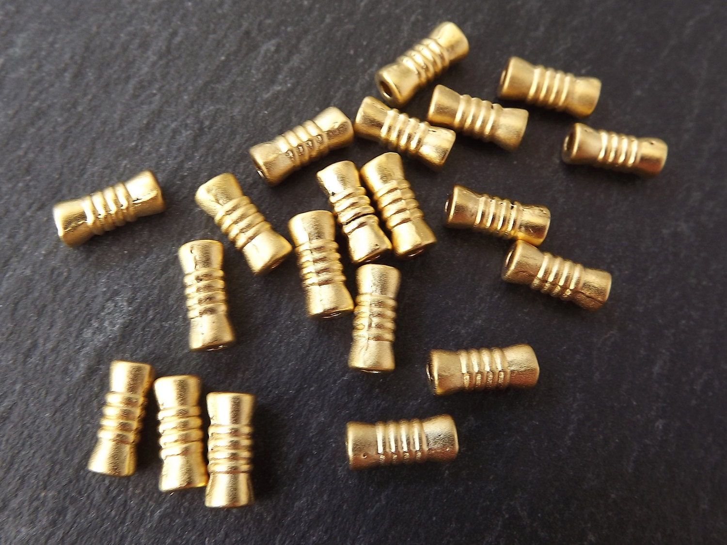 17mm 24K Gold Coated Ceramic Tube Beads - Gold - 10 or 30 – funkyprettybeads
