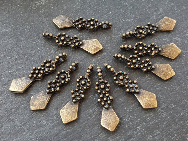 Dotted Arrow Head Spear Head Charm Pendant Tribal Style Ethnic Charms Boho Jewelry Making Supplies Findings Antique Bronze Plated - 10pc