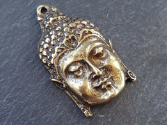 Large Buddha Face Necklace Pendant Yoga Pendants Antique Bronze Plated Turkish Jewelry Making Supplies Findings Components - 1pc