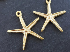 Starfish Necklace Pendant Golden Star Fish Sea Star Creature 22k Matte Gold Plated Turkish Jewelry Making Supplies Findings Components - 2PC