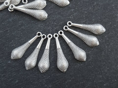 Silver Teardrop Pendulum Charms, Teardrop Dangle, Teardrop Charm, Teardrop Pendant, Teardrop Jewelry, Matte Antique Silver Plated - 10pc