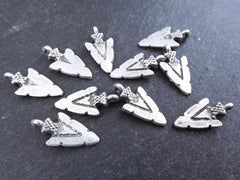 Small Arrow Spear Head Spike Charms Tribal Ethnic Matte Antique Silver Plated Turkish Jewelry Making Supplies Findings Components - 10pc