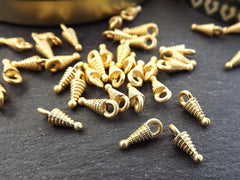 Mini Spiral Pointy Spike Charms Ethnic Tribal Style - 22k Matte Gold Plated - 20pcs