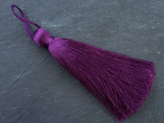 Extra Large Thick Plum Purple Thread Tassels - 4.4 inches - 113mm - 1 pc