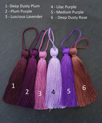 Lilac Purple Silk Tassel, Large Long Thick Thread Tassel, Necklace Mala Tassel, Home Decor, Sewing Supplies, 113mm, 1pc