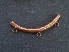 Copper Curve Tube Bead Bar Bail, Charm Bail, Copper Tube, Curve Tube, Beading Tube, Copper Bar, Three Loops, Antique Copper Plated, 1 pc