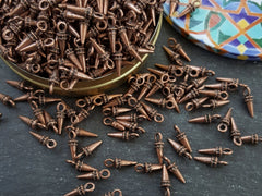 Copper Pendulum Hellenic Spike Charms, Mini Pointy Drop Charm Pendants, Ethnic Tribal Style, Antique Copper Plated, 20pcs