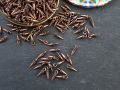 Copper Pendulum Hellenic Spike Charms, Mini Pointy Drop Charm Pendants, Ethnic Tribal Style, Antique Copper Plated, 20pcs
