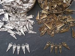 10 Mini Tribal Triangle Spike Charms Pendants Jewelry Making Supplies Findings Components - Antique Bronze Plated