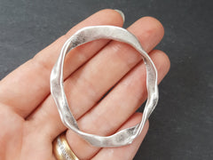Extra Large Organic Oval Ring Closed Loop Pendant Connector - Antique Matte Siver Plated - 1 PC